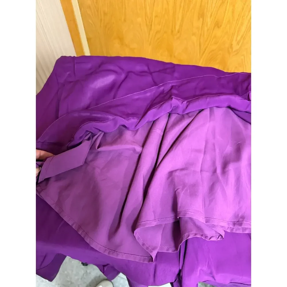 Karen Millen Satin Pleated Woven Midaxi Skirt Purple Size 8 - Picture 15 of 16